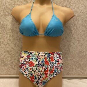 Blue and Floral Bikini Set